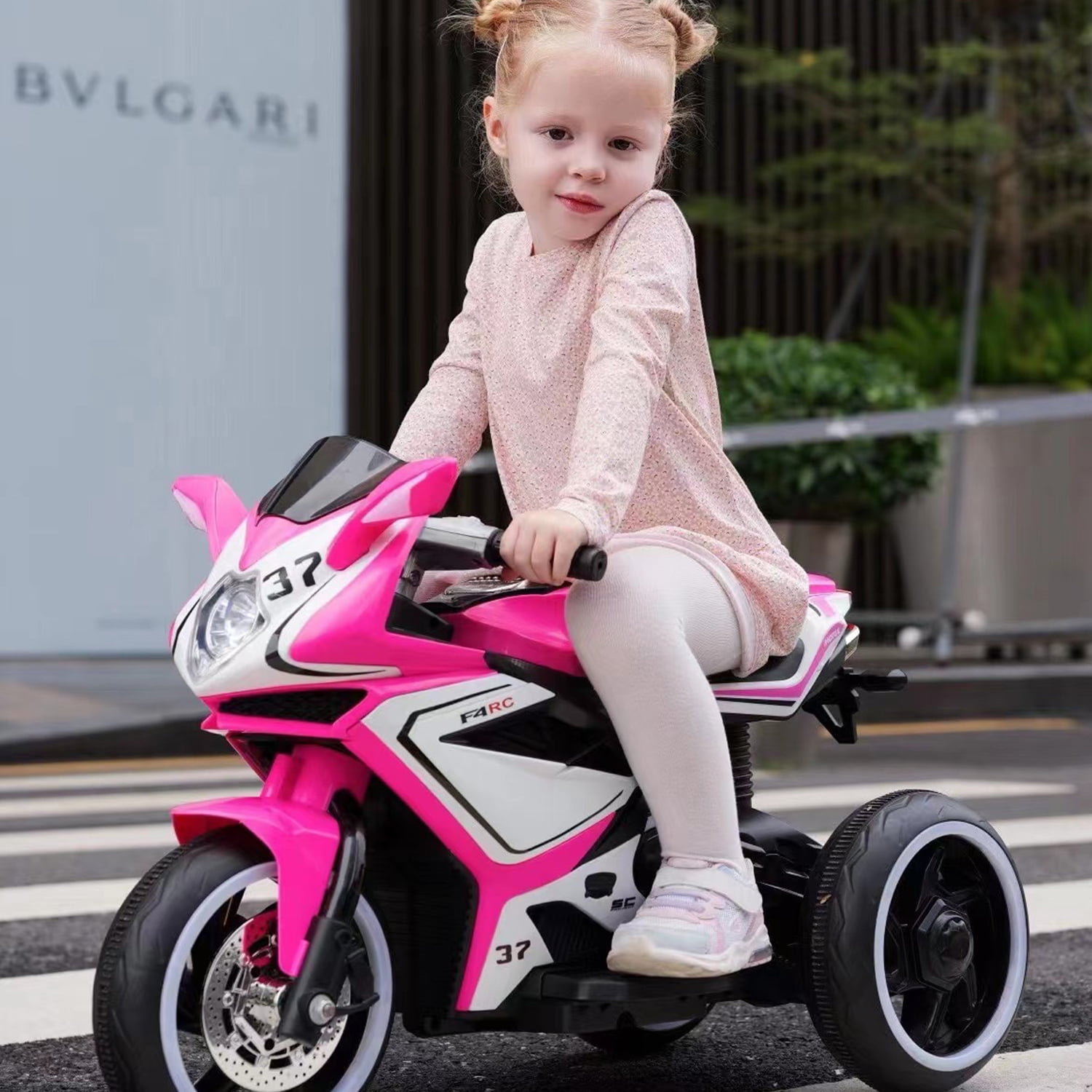 CIPACHO Kids 6V Ride On Motorcycle with Training Wheels, Working Headlights, 3mph Top Speed, Electric Car Toys for Kids, Pink