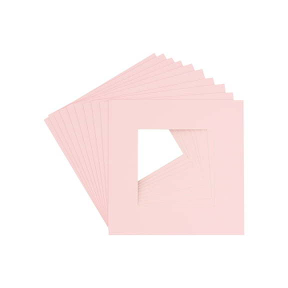 Soft Pink Acid Free 20x20 Picture Frame Mats with White Core Bevel Cut for 12x12 Pictures - Fits