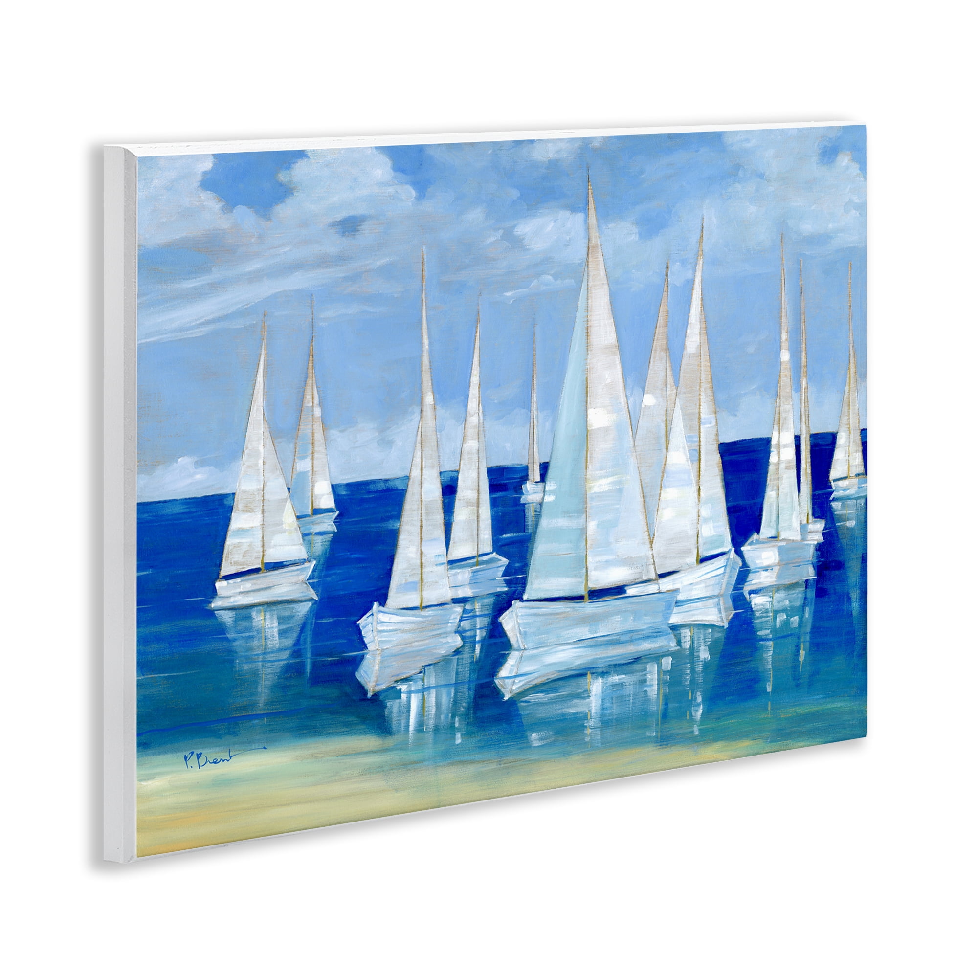 Stupell Industries Blanco Beach Sailboats Wall Plaque Art, design by Paul Brent
