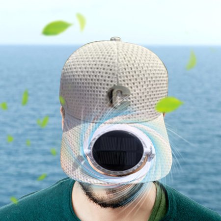Honmine Wide Solar Fan Outdoor Fishing Hat Solar Powered Brim Cap with 3 Speed Adjustable Fan Cooling Headwear for Gardening and Beach Men