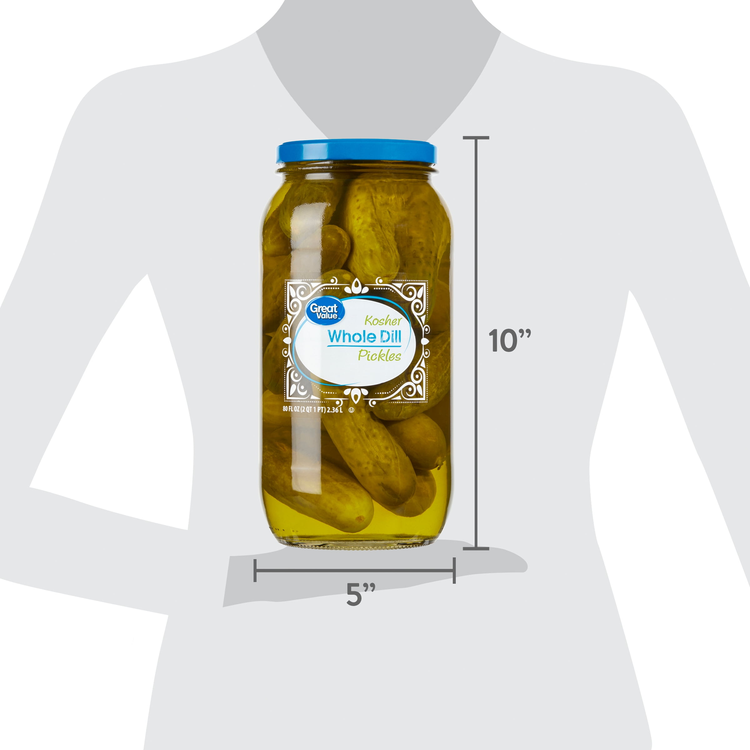 Great Value Kosher Whole Dill Pickles Fresh Pack, 80 fl oz