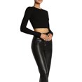 thumbnail image 4 of Txlixc Blusa cortada de manga larga para mujeres blusa de cuello redondo sólido blusa delgada de primavera y otoño blusa de ombligo en la calle Txlixc  moda, 4 of 9