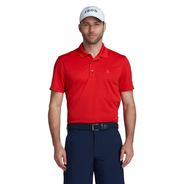IZOD Men s Performance Golf Grid Polo Polished Red 2X Large