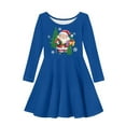 thumbnail image 4 of DISNIMO Girls Blue Christmas Dresses Kids Santa Claus Girl Dress Blue Snowflake Dress Girls Dress 3-4T Girl Dresses Long Sleeve Swing Dress Girls Midi Winter Dresses Kids Twirly Dress Children, 4 of 6