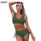 thumbnail image 2 of SAILING Traje de baño de 2 piezas con parte delantera torcida y espalda de bikini de talle alto para mujer - Verde, 2 of 5
