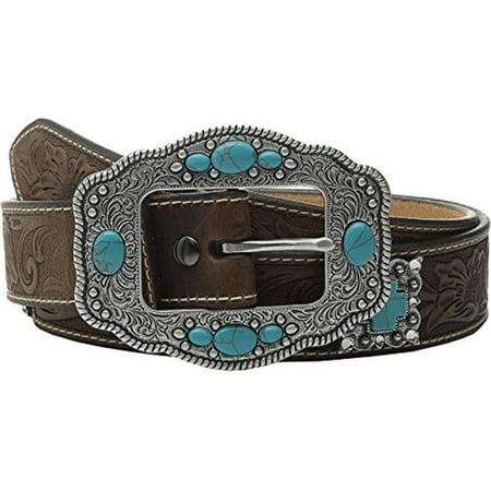 concho ariat embellished belt floral cross womens brown
