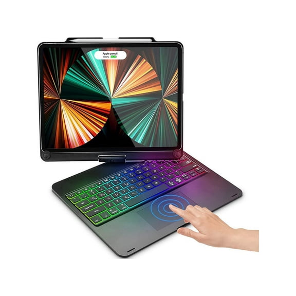 Touchpad Keyboard Case for iPad Pro 12.9 inch 6th Generation 2022 5th Gen 2021 4th Gen 2020 3rd Gen 2018 Backlit Bluetooth Cover with Pencil Holder