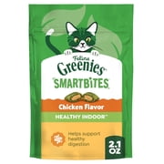 (4 pack) Greenies Feline Smartbites Chicken Flavor Healthy Indoor Cat Treats, 2.1 oz Pack