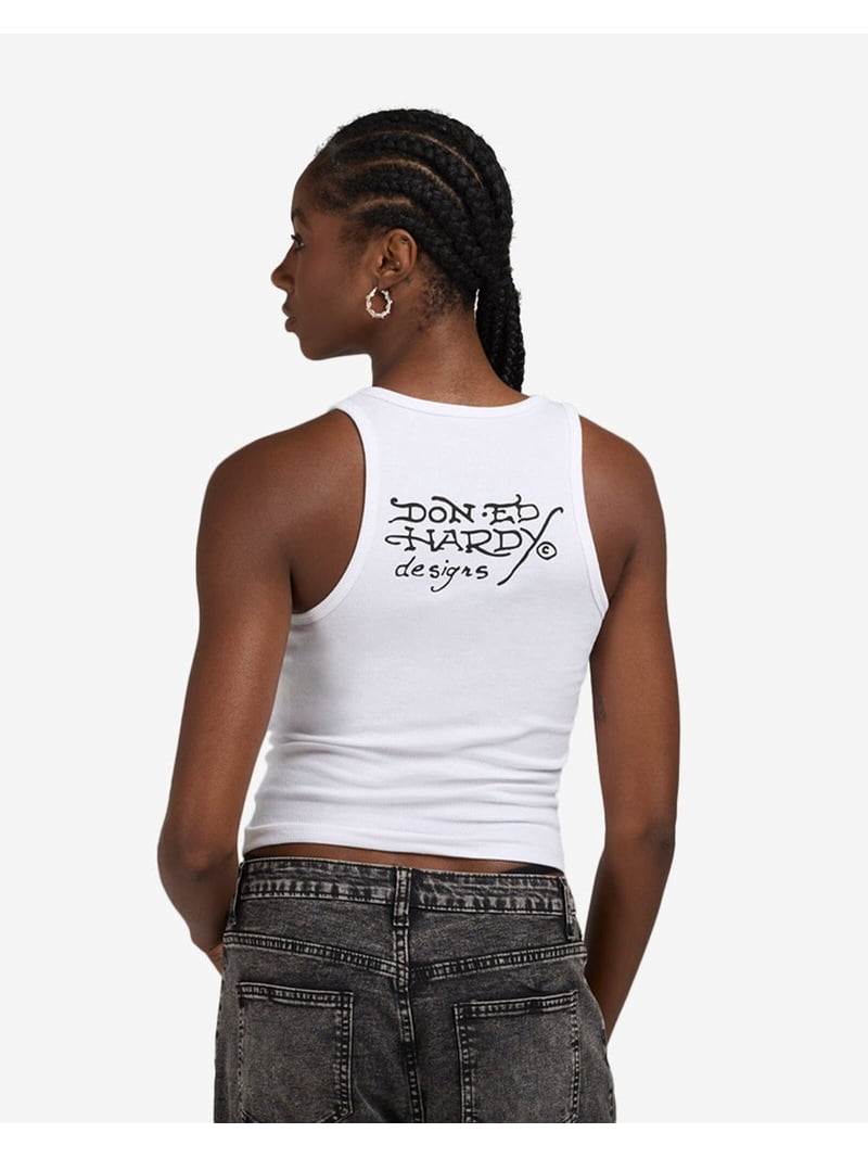 Ed Hardy Heart Sword Tank Top - EHW1207-5RS (White, S) - Walmart.com