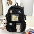 thumbnail image 2 of Mochila Kawaii con pin Kawaii y accesorios Mochila Mochila estética linda Mochila Kawaii linda para la escuela (negro), 2 of 5