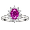 thumbnail image 2 of Star K � Classic Lady Diana Halo Oval 7x5 Genuine Pink Tourmaline Ring, 2 of 9