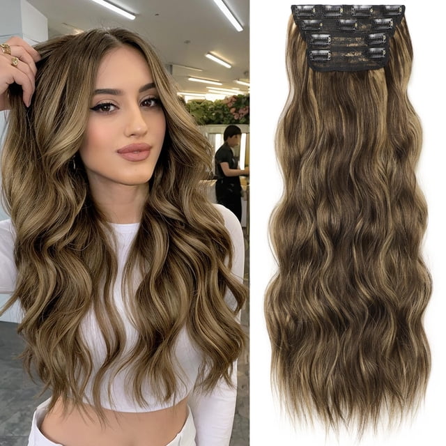 Extensiones de cabello KookaStyle, largas y onduladas, 4 unidades, 60 cm de grosor, 10H26