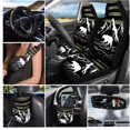 thumbnail image 2 of Jeiento American Flag Car Seat Cover Set of 15 Auto Front Back Seat Protector Steering Wheel Cover Seat Belt Pad Garbage Bag Air Vent Bag Mountain Rearview Mirror Cover Coasters Key Chain, 2 of 7