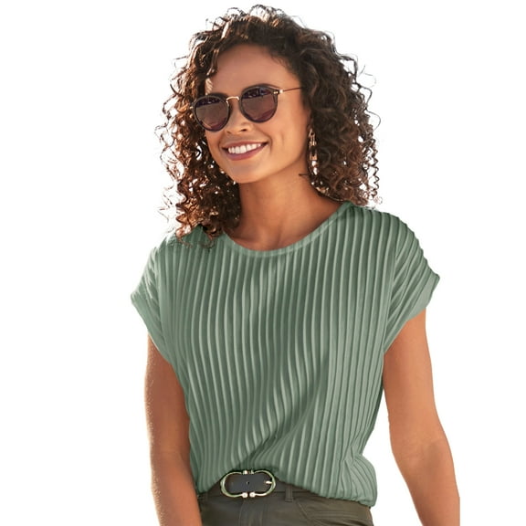 LASCANA Women's Ribbed Short Sleeve Top