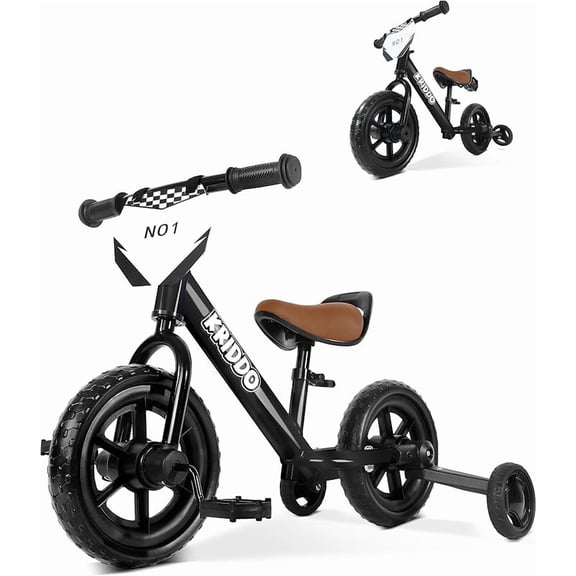 2-in-1 Tricycle and Balance Bike, Detachable Pedals and Stowable Training Wheels, DIY Plate, Riding Trikes Toy