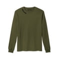 thumbnail image 2 of Daxton Premium Oakland Men Long Sleeves T Shirt Ultra Soft Medium Weight Cotton, Olive Tee Black Letters Small, 2 of 3