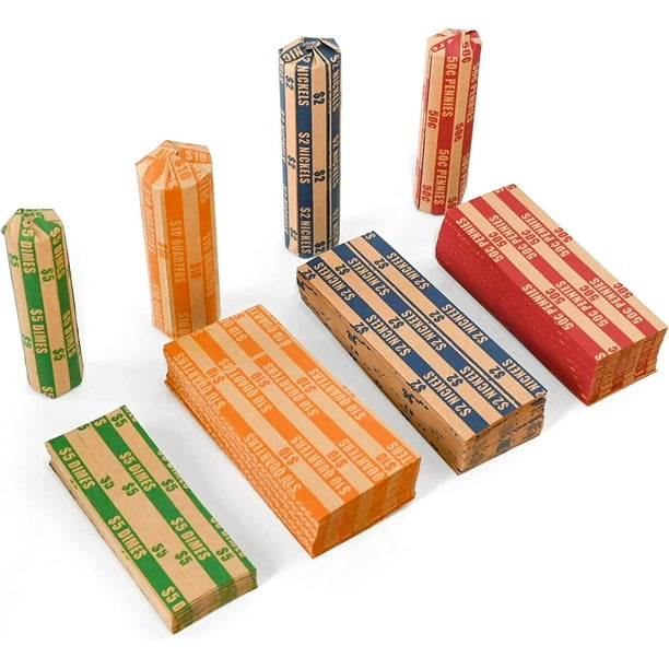 Bomutovy 150 Pcs Bundle Flat Striped Coin Wrappers (Assorted Colors