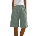 thumbnail image 4 of QATAINLAV Shorts for Women 2025 Summer Knee Length Linen Bermuda Shorts Beach Vacation Clothes Casual Loose Wide Leg Short Pants with Pockets Green XL Ropa de Verano Para Mujer, 4 of 10