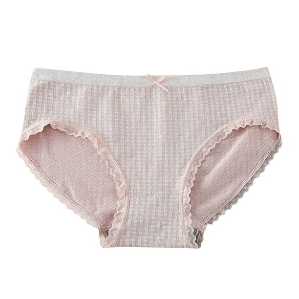 Gibobby 1 paquete Pantaletas mujer Bikini de algodón para mujer, bragas con estampado a cuadros, bragas suaves transpirables elásticas para mujer(Rosa,Talla única)