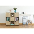 thumbnail image 4 of White 9-Cube Wooden Storage Organizer with 5 Enclosed Cabinet Doors and 4 Open Shelves, Freestanding Cubby Bookcase for Bedroom, Living Room, Office, Closet, or Playroom, 4 of 10