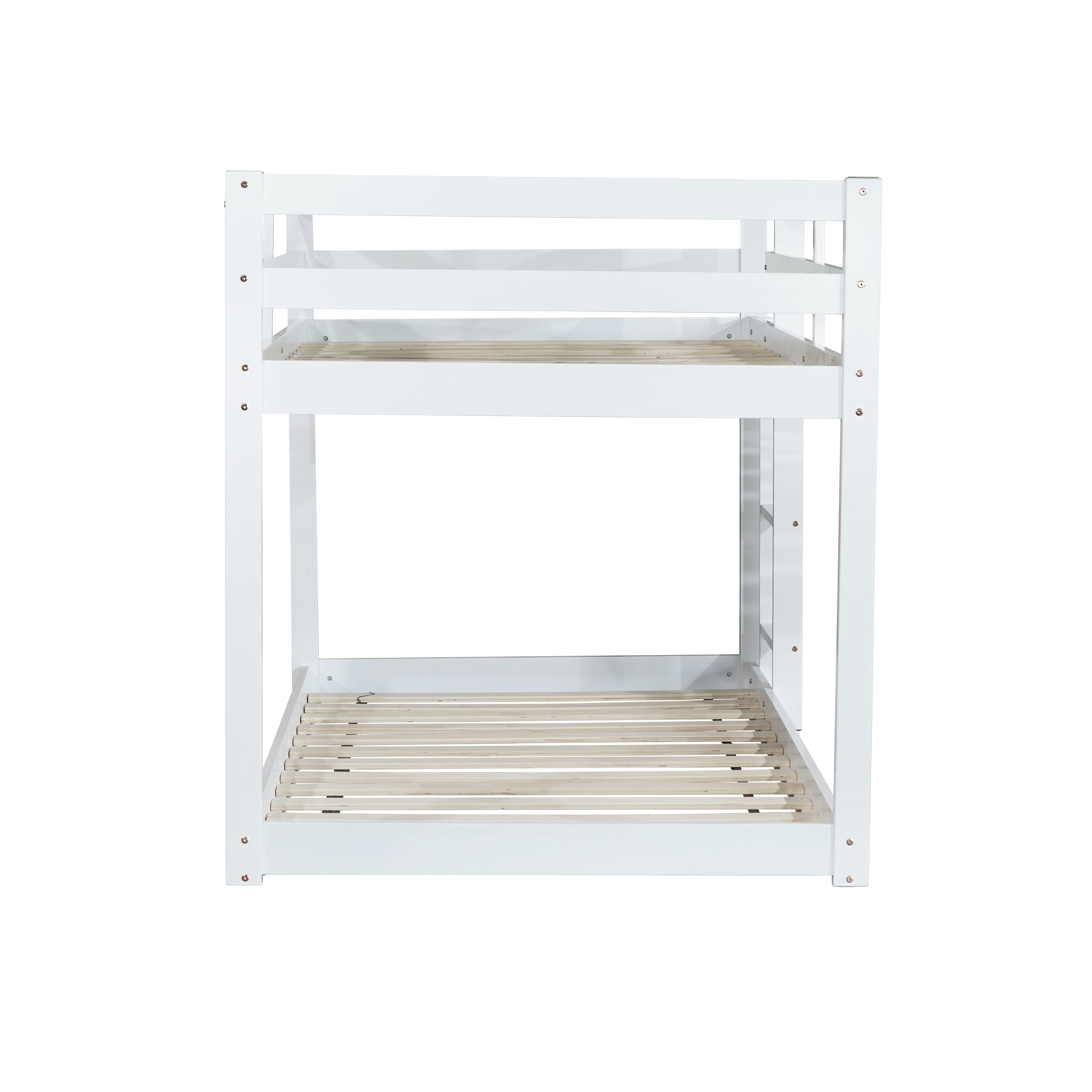 Miniyam Twin over Twin Bunk Bed with Ladder for Kids and Teens, Classic White
