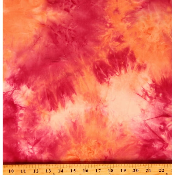 Matte Jersey Brushed Tie-Dyed Orange Pink Magenta 4-Way Stretch 60" Wide Polyester/Lycra Fabric by the Yard (1282M-3E)