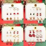 Faty-T 36 Pairs Christmas Stud Earrings Set, Enamel Cute Xmas Element Earrings, Hypoallergenic Festive Holiday Jewelry Gift for Women