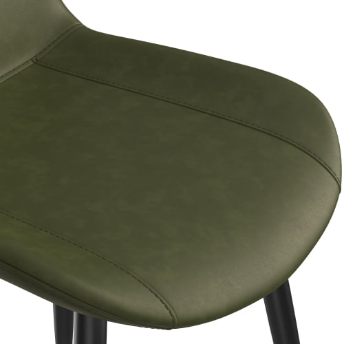 4 Pcs PU Leather Dining Chairs, Stain-Resistant & Waterproof, Heavy-Duty Carbon Steel Legs, High-Density Sponge Seat, Adjustable Feet for Kitchen, Living Room, Dining Room, Olive Green