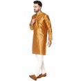 thumbnail image 3 of SKAVIJ Men's Art Silk Kurta Pajama Set Indian Traditional Wear Dress Brown L, 3 of 6