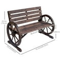 thumbnail image 3 of Outsunny 42" Wood Wagon Wheel Bench Garden Loveseat Rustic Seat, Brown, 3 of 10