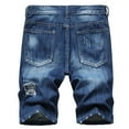 thumbnail image 3 of Pxkloy Mens Shorts Mens Denim Shorts 2024,Baggy Jean Shorts for Men Distressed Classic Straight Short Jeans Stretch Summer Fashion Ripped Denim Jean Shorts Blue, 3 of 8