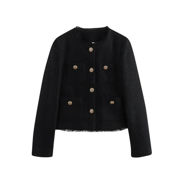 Chaquetas y abrigos casuales de manga larga sin capucha Chaqueta corta casual para mujer Chaqueta casual con capucha de manga larga Top de poliéster para mujer