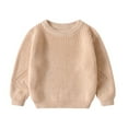 thumbnail image 1 of Suéter Para Niños, Bebé, Niña, Niño, Suéter De Punto De Gran Tamaño, Suéter De Cuello Redondo, Sudadera, Blusa Sólida Cálida De Manga Larga, Blusa Beige Odeerbi LM103-4123, 1 of 3