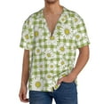 thumbnail image 3 of Vsdgher Daisies Flowers Print Men's Wrinkle Free Untucked Cuban Shirt Business Casual Button Down Shirts Short Sleeve Shirt, 3 of 7