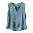 thumbnail image 4 of Outfmvch Cotton Linen Tank Tops for Women Floral Gauze Sleeveless gauze tops for women Wide Strap Tank Tops Embroidered Gauze Tops Tunic Top Mexican Embroidered Gauze Shirts Dressy Blouses Green L, 4 of 9