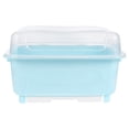 thumbnail image 2 of Raindrops Flatware Tray with Lid Cutlery Organizer Drainer Utensil Storage Container Blue, 2 of 7
