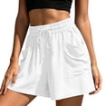 thumbnail image 2 of Bloomae Womens Elastic Waist Wide Leg Shorts Lightweight Drawstring Casual Lounge Short Pants Loose Comfy Summer Beach Vacation Shorts with Pockets, 2 of 10
