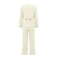 thumbnail image 5 of Breezora Women's Elegant Wide Leg Pants Suit Set 2 Piece Business Office Wear Plain Trousers with Blazer Formal Outfit L Size White, 5 of 5