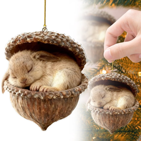 Woodland Animal Christmas Ornament, Acrylic Hanging Decor for Wildlife Themed Home Decoration