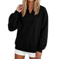 thumbnail image 7 of Womens Quarter Zip Sweatshirt Oversized Drop Shoulder Long Sleeve Pullover Preppy Aesthetic Top, 7 of 7