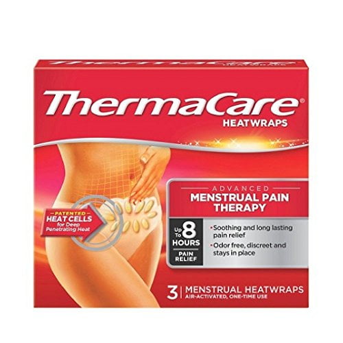ThermaCare Heat Wraps Menstrual Cramp Relief 8Hr Abdomen One Size Fits Most Box of 3 Patches