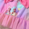 thumbnail image 6 of Barbie Baby Girls Swimsuit Pink Gradient Bow Tie Tulle Skirt Hem Spaghetti Strap One Piece Swimwear Sizes 3-24M, 6 of 7