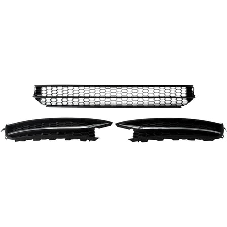 Black 3PCS Front Lower Grille Grill & Fog Light Cover Bezel w/o Hole For olkswagen 2012 2013 2014 2015 VW Passat, w/Chrome Trim for 561853665E9B9 5618531012ZZ