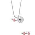thumbnail image 2 of Delight Jewelry Silvertone Mini Pink Flying Pig Silvertone Script Initial Disc - T - Charm Necklace, 20"+3", 2 of 4