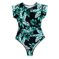thumbnail image 6 of jsaierl Womens Swimsuits One Piece Quarter Zip Rash Guard Bathing Suit Tropical Print Short Sleeve Modest Swimwear Monokini for Beach Party Vacation, 6 of 6