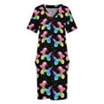 thumbnail image 3 of Conjunto de ropa elegante para mujer vestido negro con bolsillos holgado con diseño de perros y globos de acuarela, 3 of 6