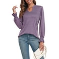 thumbnail image 3 of Anyjoin Women's Ruffle Puff Long Sleeve Tunic Tops Casual V-Neck Sweatshirts, 3 of 6