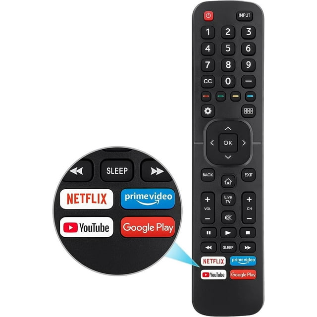 HAHDAXIA New Universal Remote Control ERF2G60H for All Hisense TV Remote, Replacement Control EN2A27 for Hisense Smart TV Remote, with Netflix, Prime Video, YouTube, Google Play Buttons