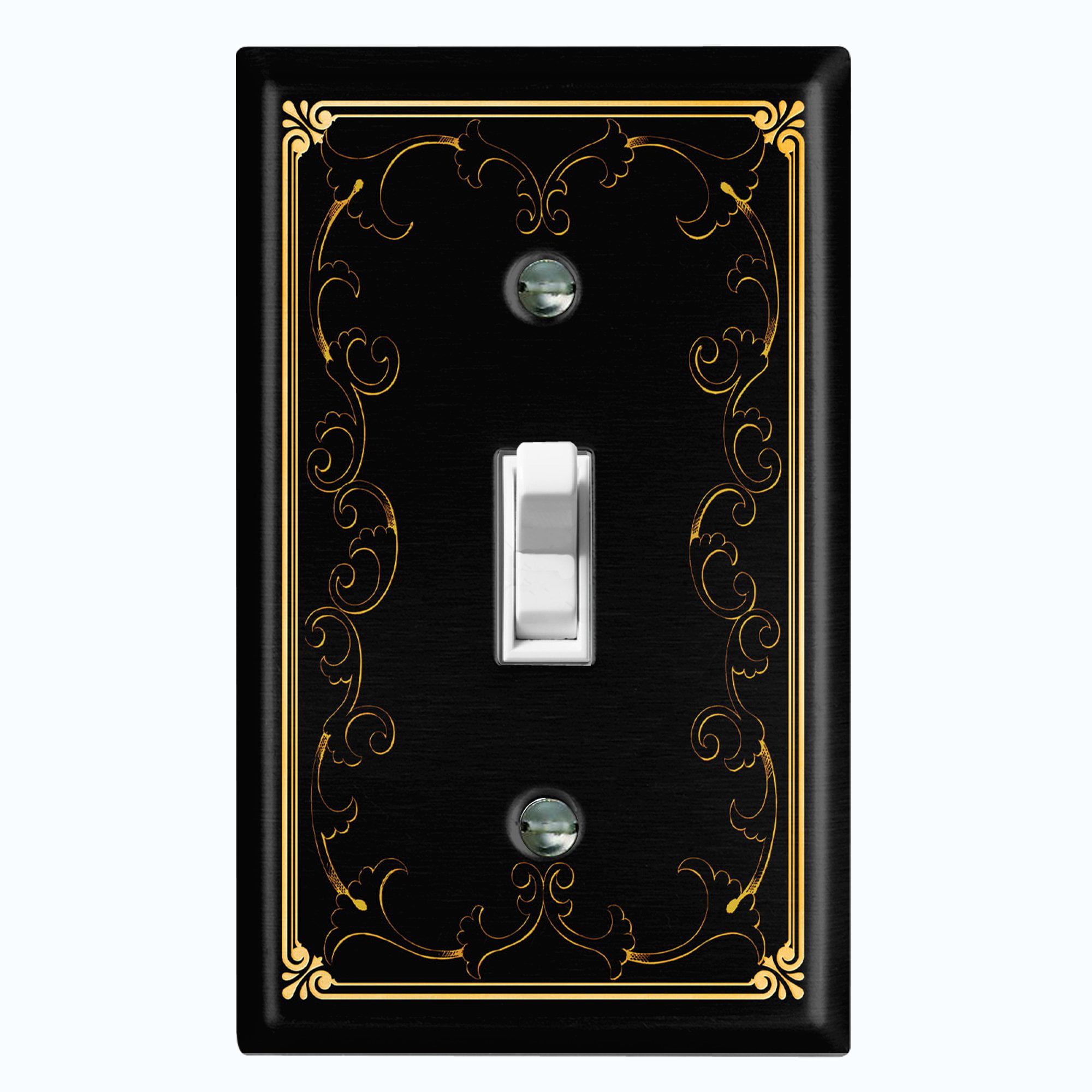 Metal Light Switch Plate Cover Elegant Victorian Floral Frame Black ...
