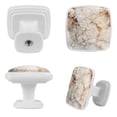 thumbnail image 2 of HemaKayy 4 Pack 1.2" Decorative Cabinet Knobs - Elegant, ABS Glass Square White Handles for Kitchen, Bedroom, Bathroom, and Home Furniture Decor - Unique Marble Texture, 2 of 6